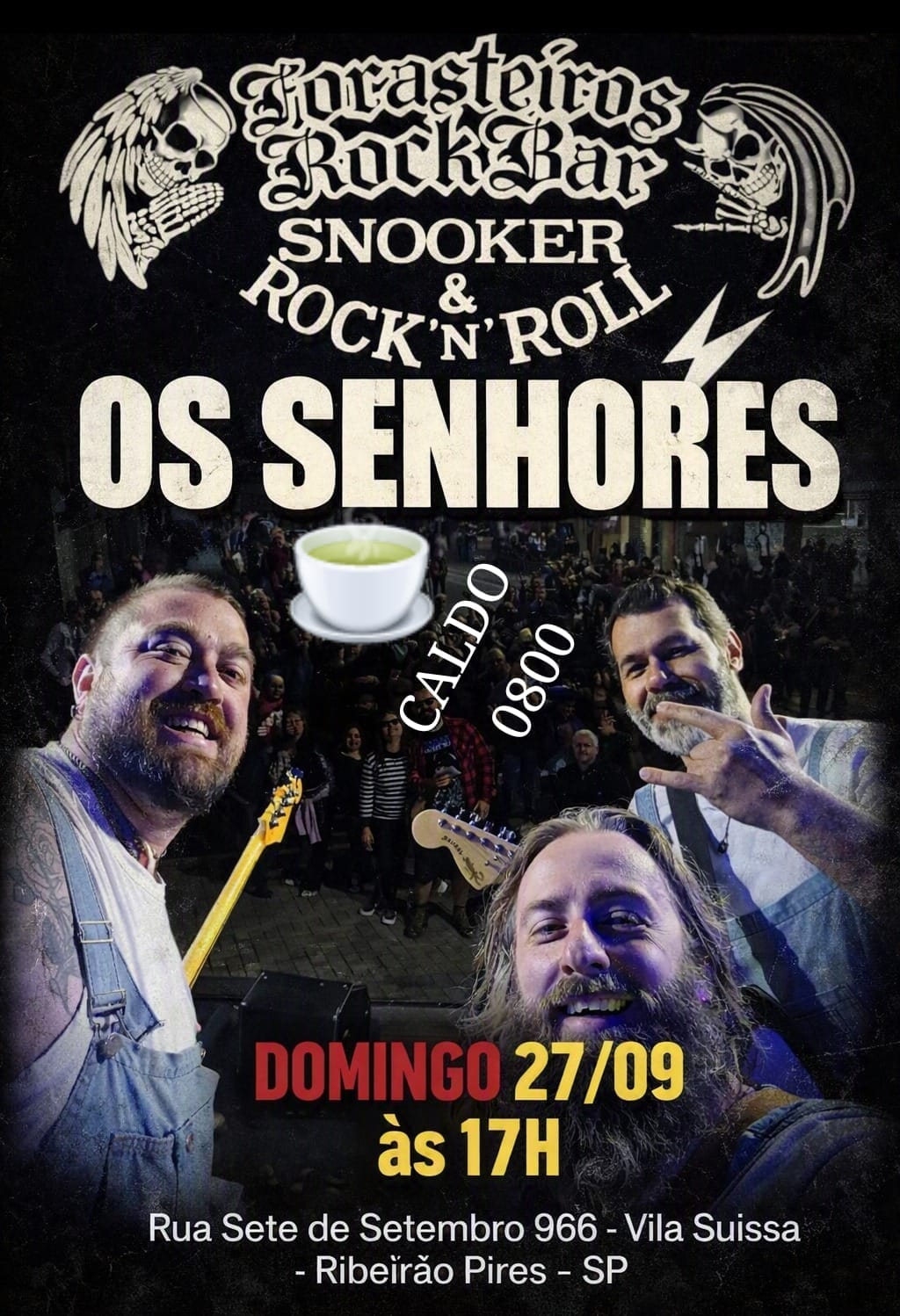 Cartaz do show Os Senhores no Forasteiros Rock Bar, em Ribeirão Pires
